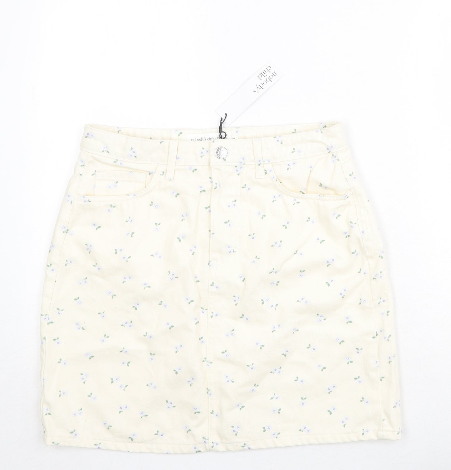 Nobody's Child Womens Beige Floral Cotton Mini Skirt Size 12 Zip