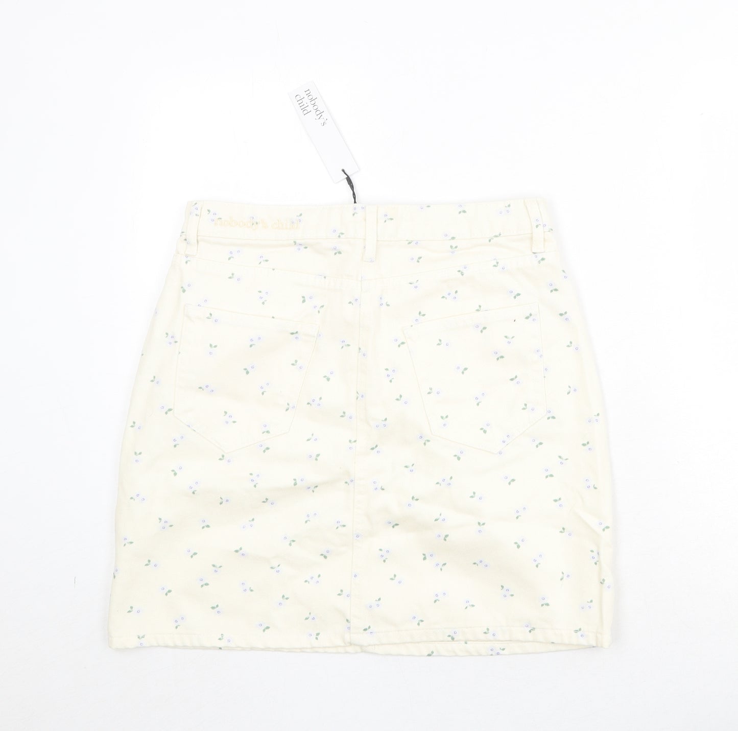 Nobody's Child Womens Beige Floral Cotton Mini Skirt Size 12 Zip