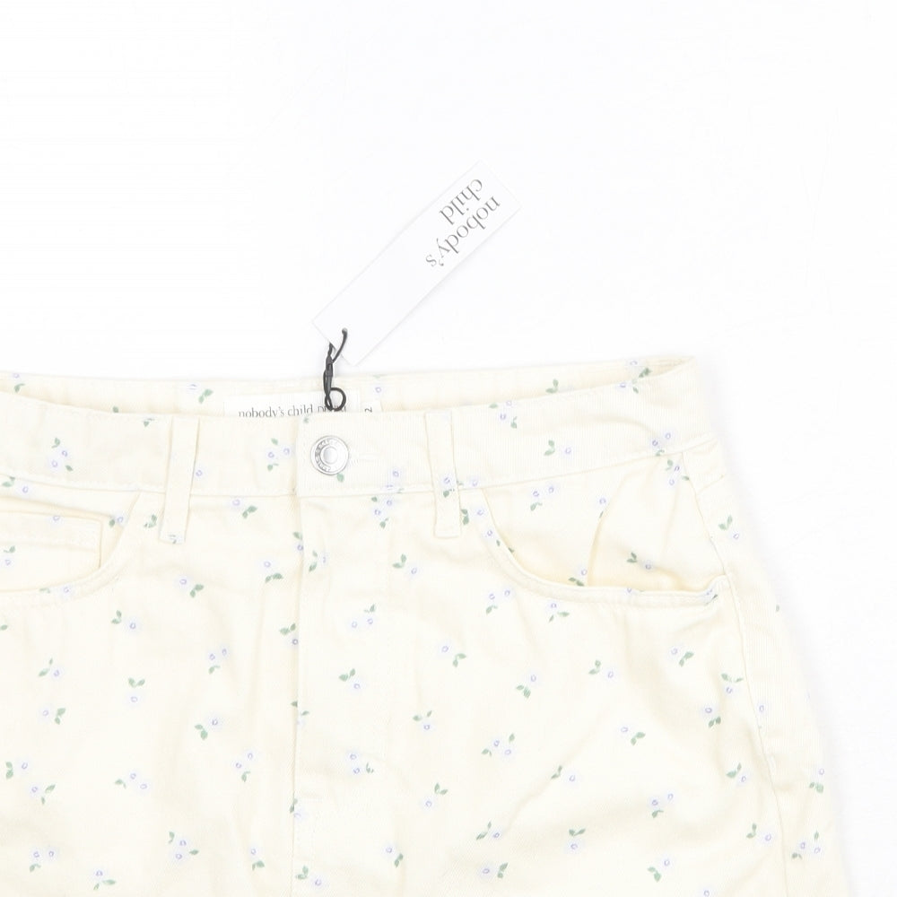 Nobody's Child Womens Beige Floral Cotton Mini Skirt Size 12 Zip