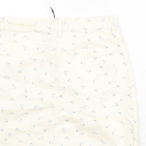 Nobody's Child Womens Beige Floral Cotton Mini Skirt Size 12 Zip
