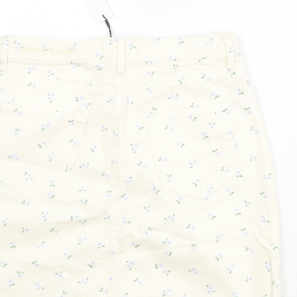 Nobody's Child Womens Beige Floral Cotton Mini Skirt Size 12 Zip