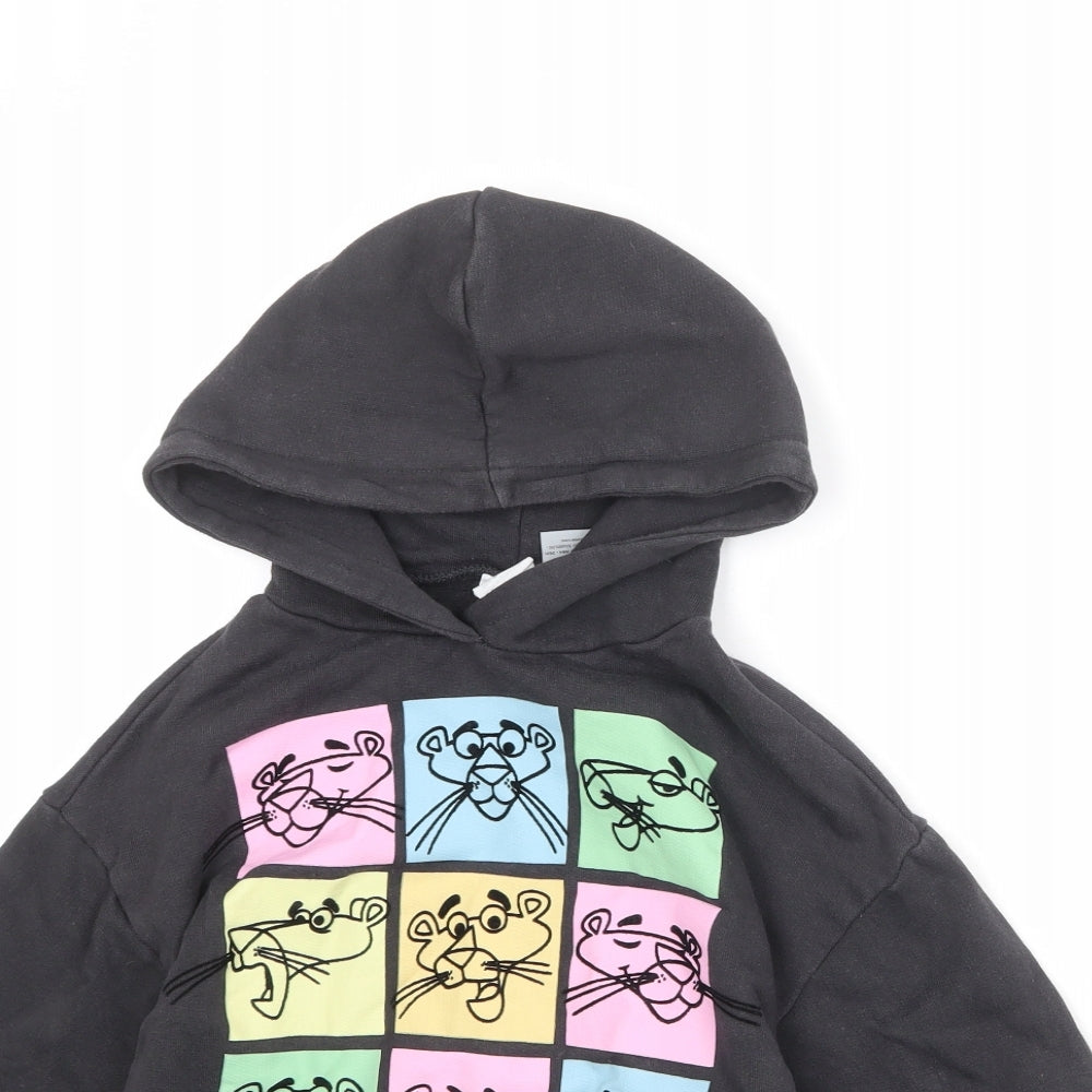 Zara Girls Grey Cotton Pullover Hoodie Size 8 Years Pullover - Pink Panther