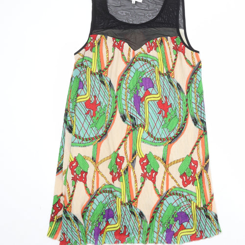 Jaune Rouge Womens Multicoloured Geometric Polyester Trapeze & Swing Size S Round Neck Pullover