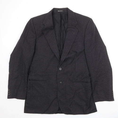 St Michael Mens Black Striped Wool Jacket Suit Jacket Size 38 Regular