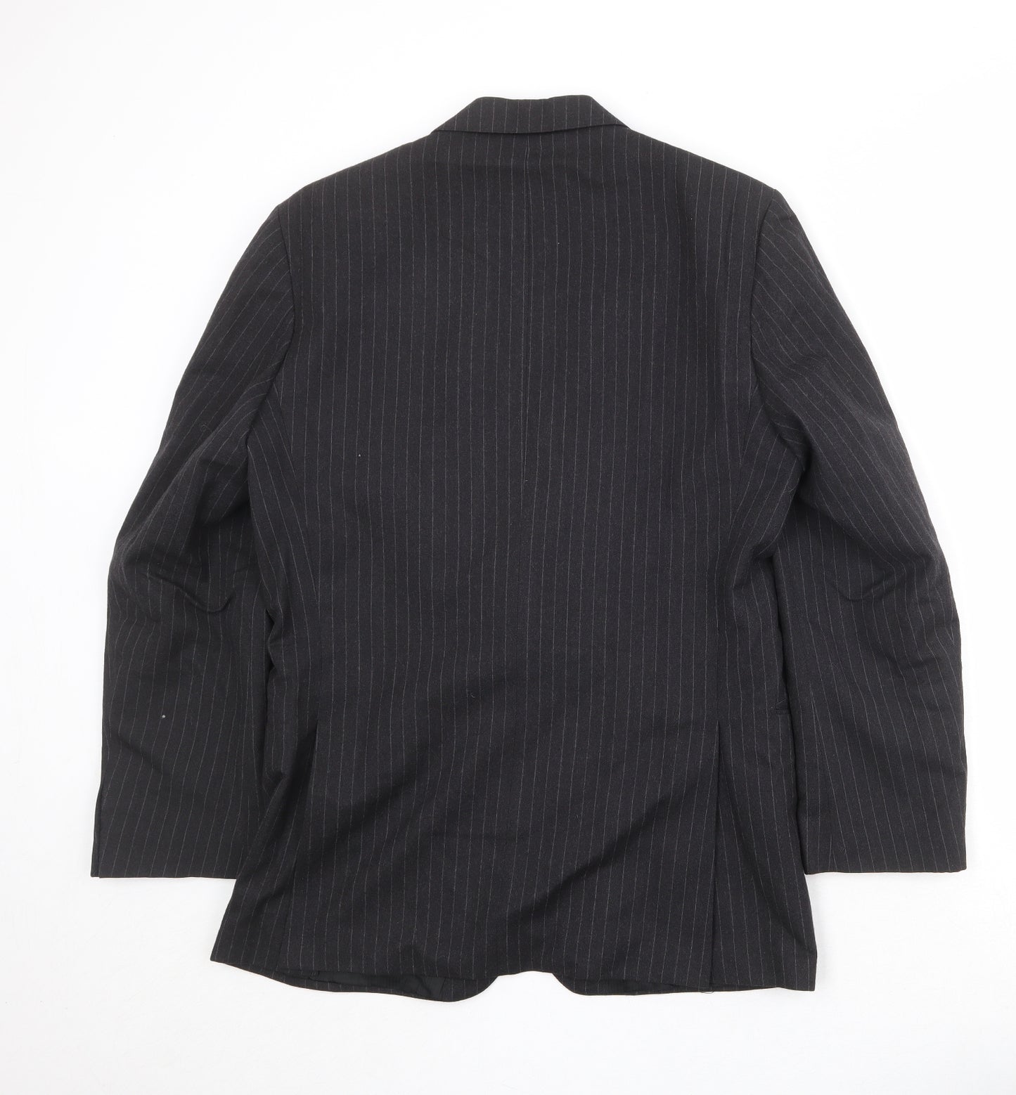 St Michael Mens Black Striped Wool Jacket Suit Jacket Size 38 Regular