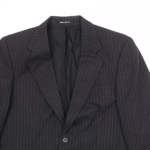 St Michael Mens Black Striped Wool Jacket Suit Jacket Size 38 Regular