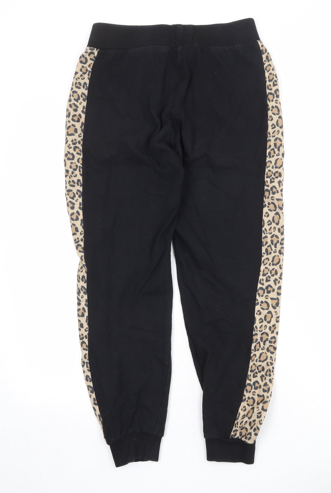 New Look Womens Black Animal Print Cotton Sweatpants Trousers Size S Regular - Leopard Pattern