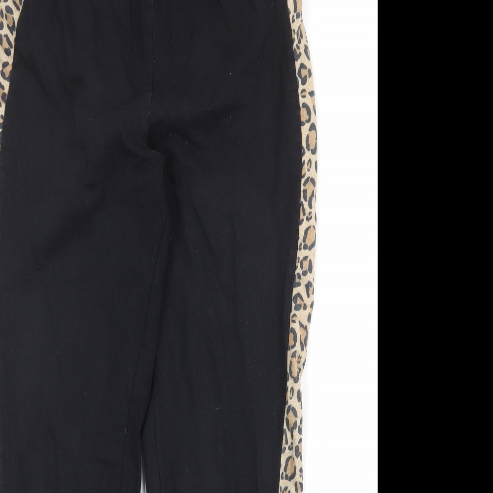 New Look Womens Black Animal Print Cotton Sweatpants Trousers Size S Regular - Leopard Pattern
