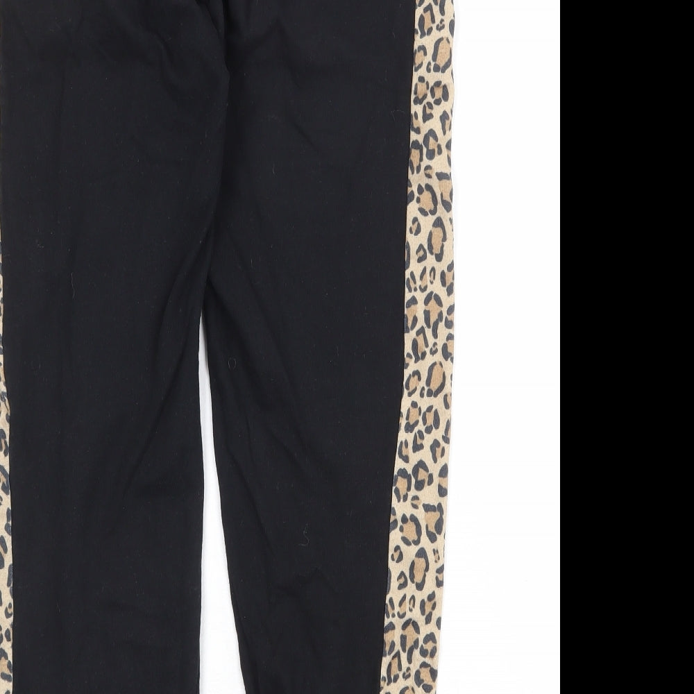 New Look Womens Black Animal Print Cotton Sweatpants Trousers Size S Regular - Leopard Pattern