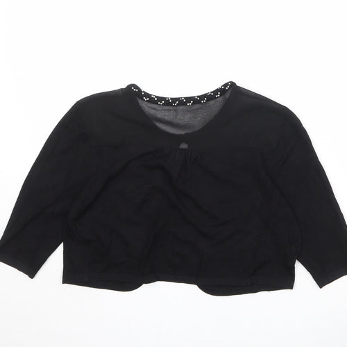 Coast Womens Black Boat Neck Viscose Shrug Jumper Size M - Embellished Neckline