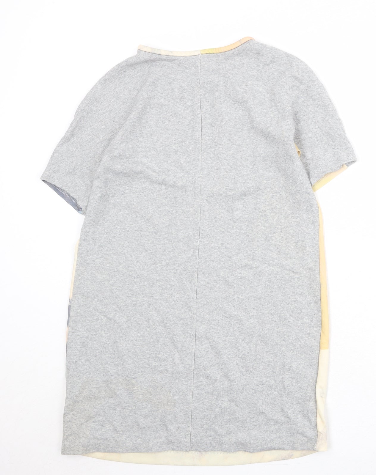 Zara Womens Multicoloured Geometric Polyester Basic T-Shirt Size M Round Neck