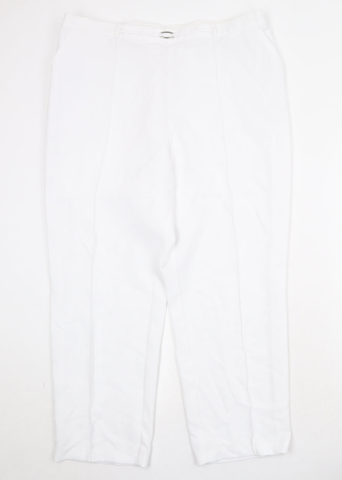 Marks and Spencer Womens White Polyester Trousers Size 18 Regular