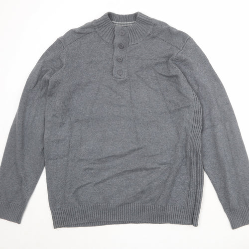 Blue Harbour Mens Grey Mock Neck Chlorofibre Pullover Jumper Size XL Long Sleeve