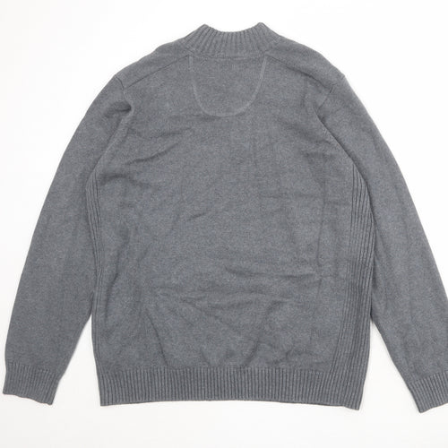 Blue Harbour Mens Grey Mock Neck Chlorofibre Pullover Jumper Size XL Long Sleeve