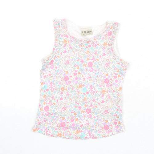 NEXT Girls Multicoloured Floral 100% Cotton Pullover Tank Size 3-4 Years Boat Neck Pullover