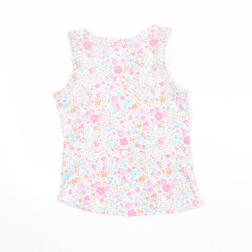 NEXT Girls Multicoloured Floral 100% Cotton Pullover Tank Size 3-4 Years Boat Neck Pullover