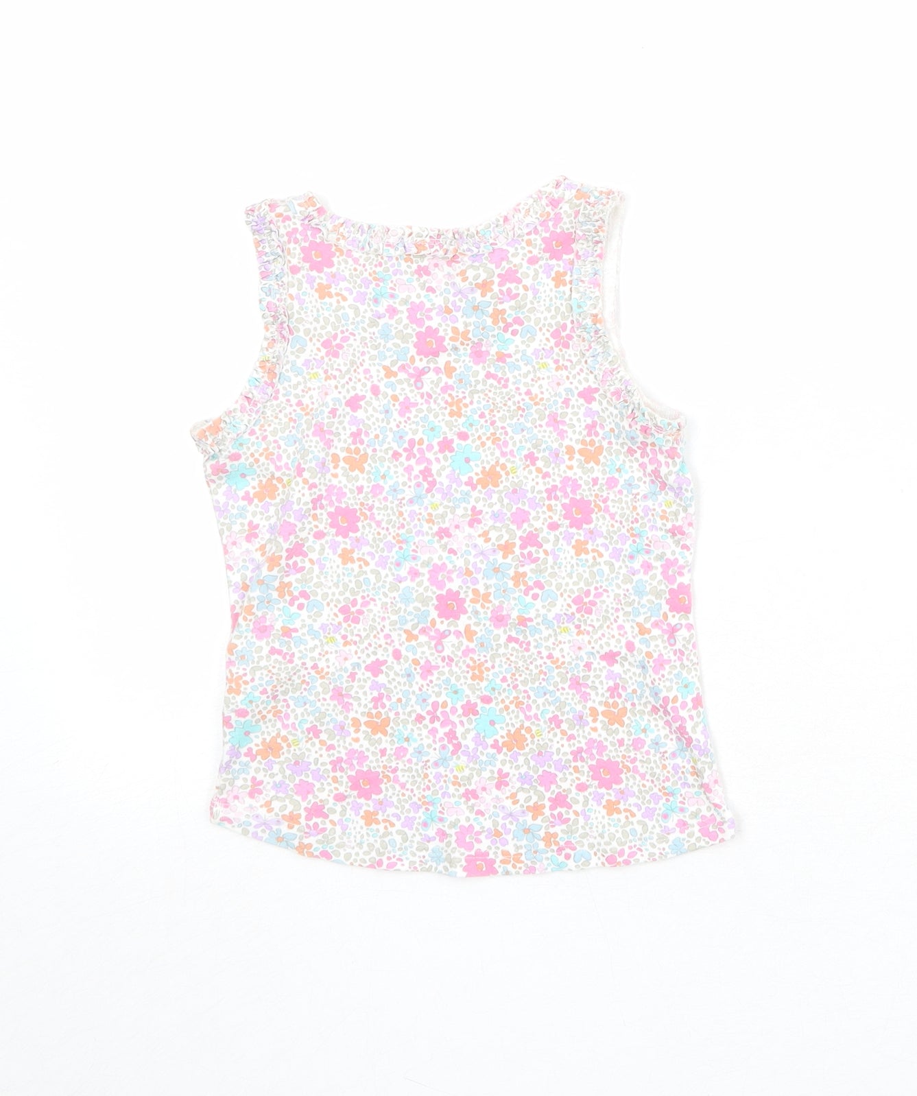 NEXT Girls Multicoloured Floral 100% Cotton Pullover Tank Size 3-4 Years Boat Neck Pullover