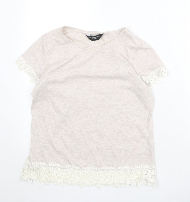 Dorothy Perkins Womens Beige Polyester Basic T-Shirt Size 12 Round Neck