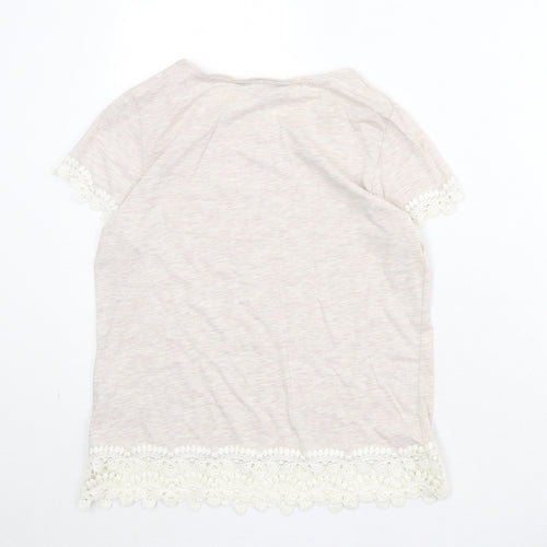 Dorothy Perkins Womens Beige Polyester Basic T-Shirt Size 12 Round Neck