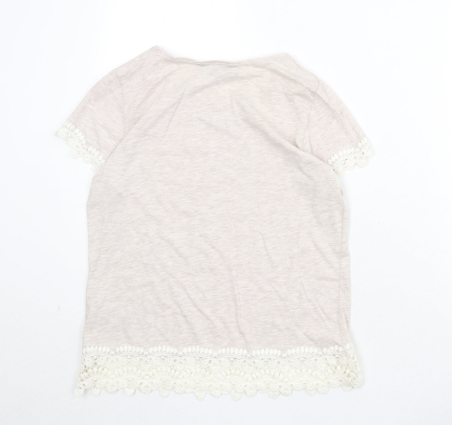Dorothy Perkins Womens Beige Polyester Basic T-Shirt Size 12 Round Neck