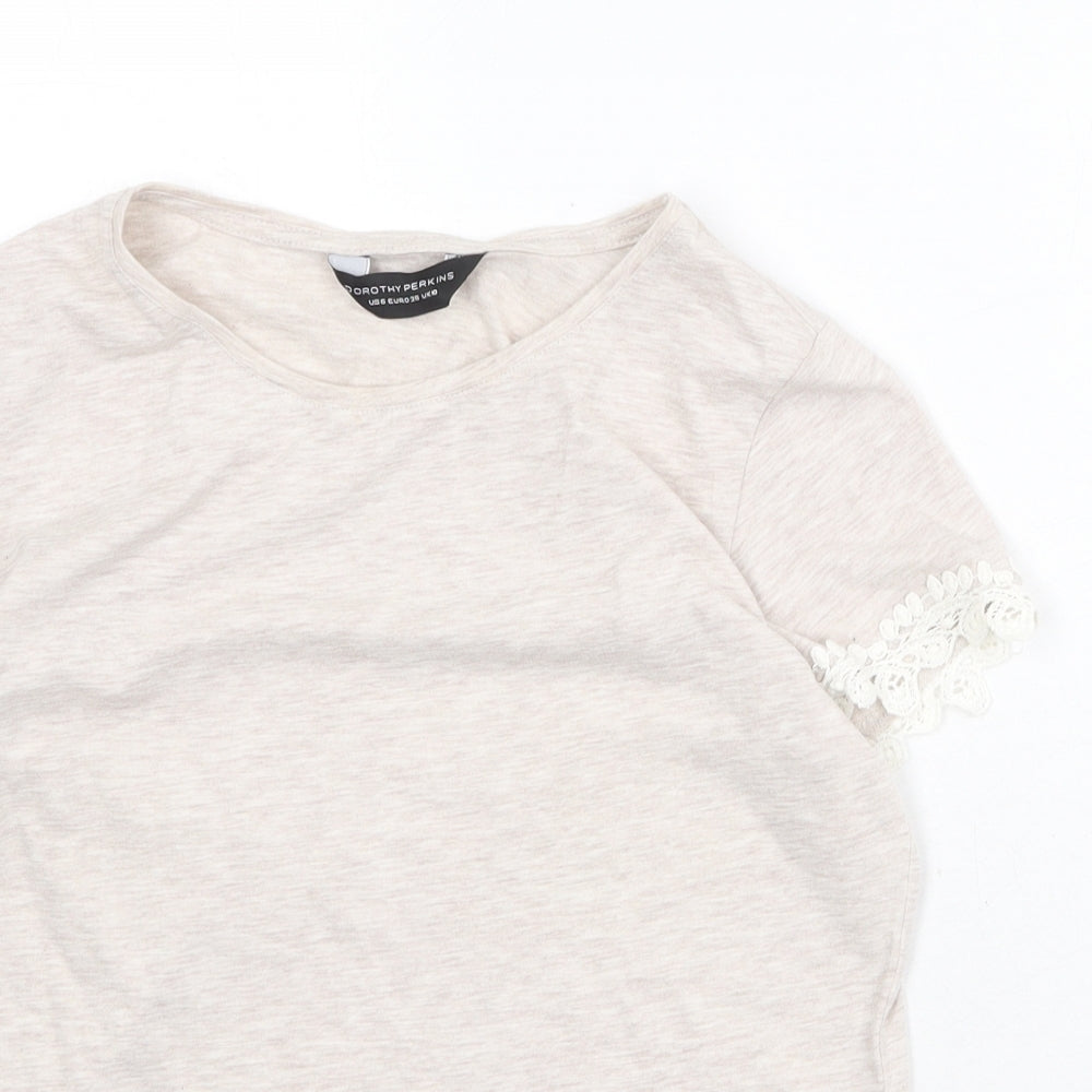 Dorothy Perkins Womens Beige Polyester Basic T-Shirt Size 12 Round Neck
