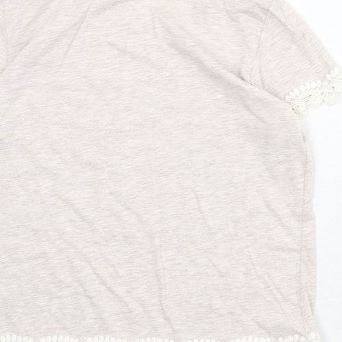 Dorothy Perkins Womens Beige Polyester Basic T-Shirt Size 12 Round Neck