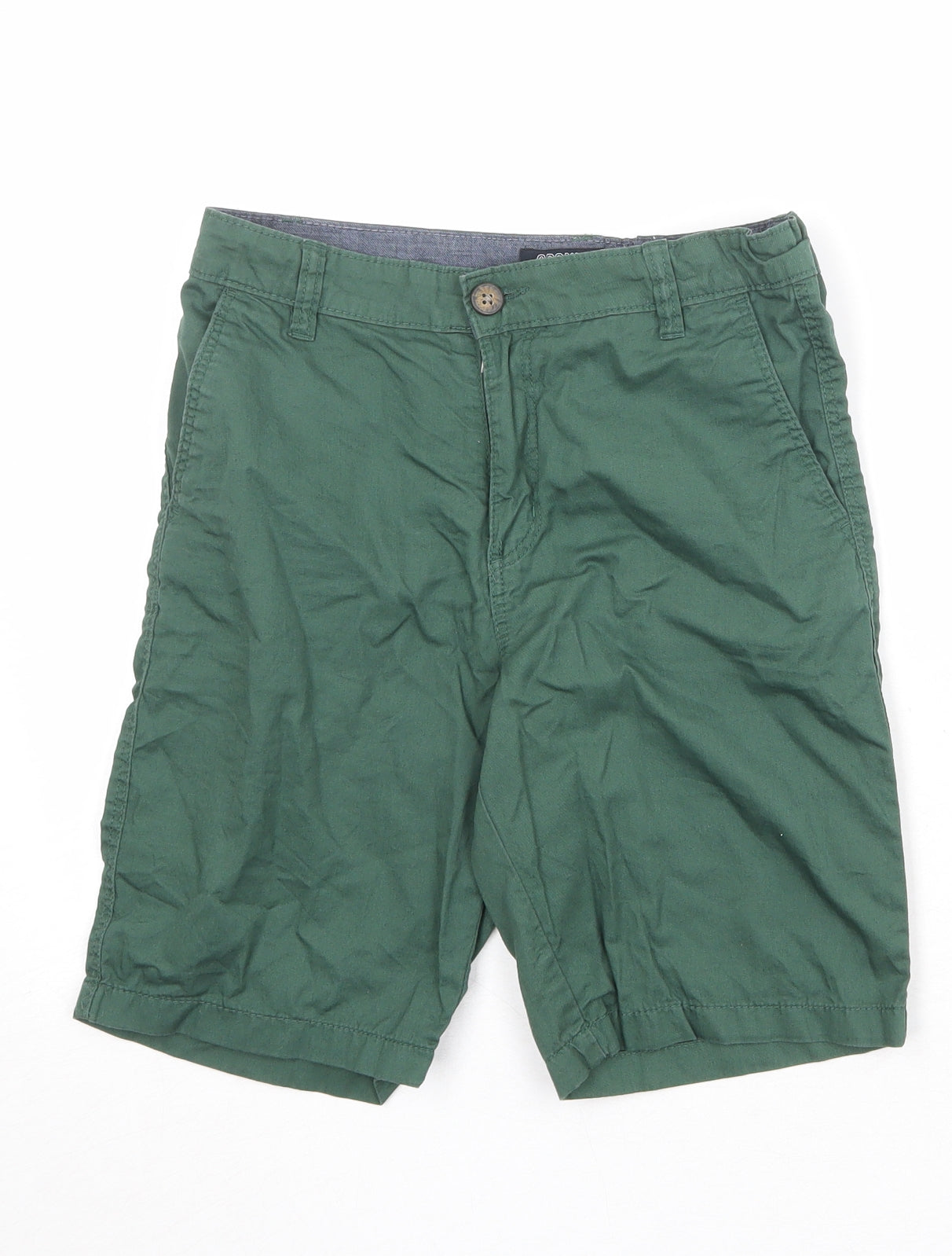 H&M Boys Green Cotton Chino Shorts Size 12-13 Years Regular Zip