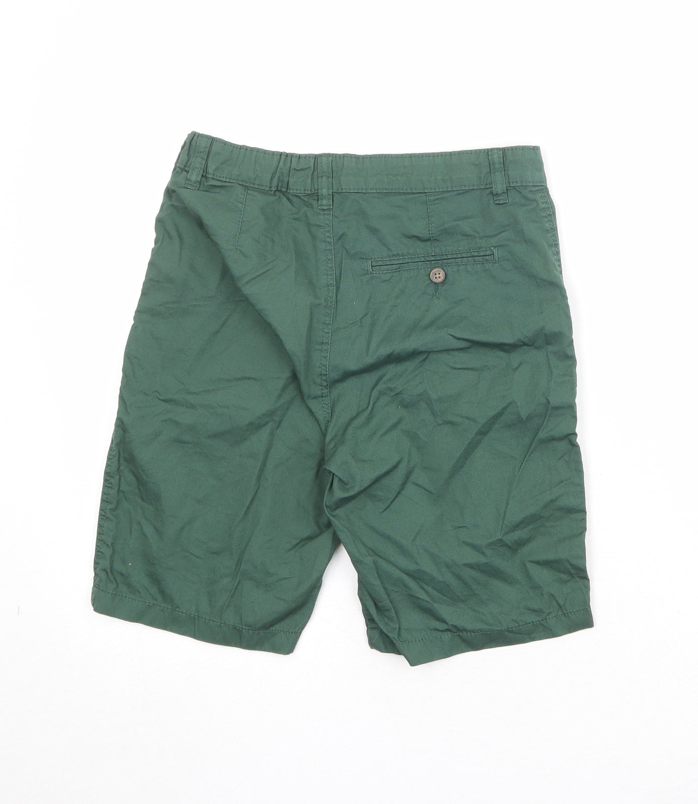 H&M Boys Green Cotton Chino Shorts Size 12-13 Years Regular Zip