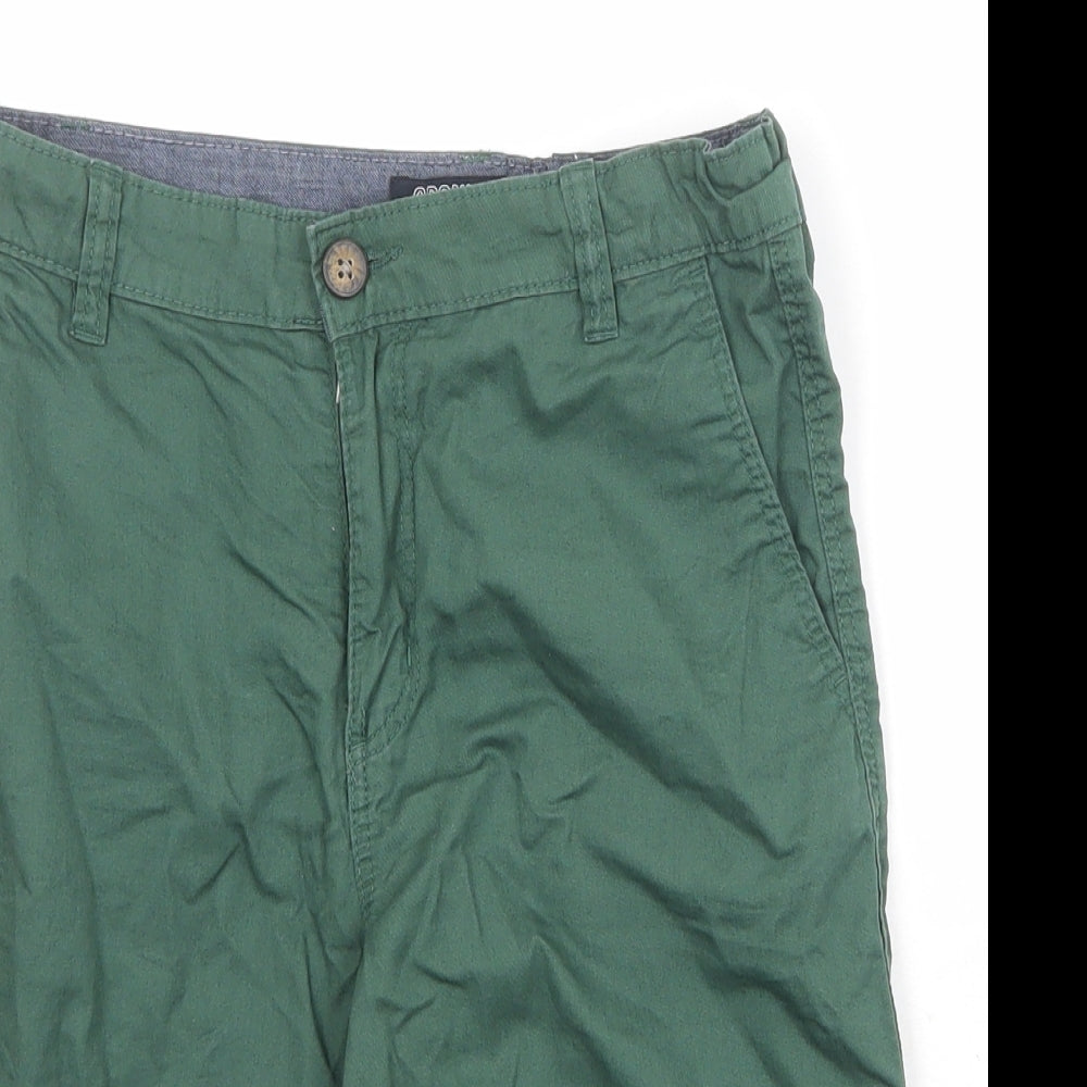 H&M Boys Green Cotton Chino Shorts Size 12-13 Years Regular Zip