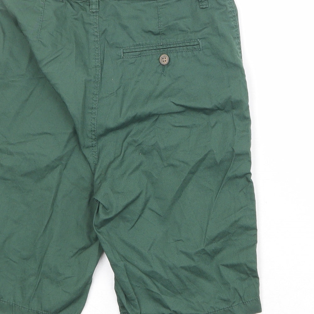 H&M Boys Green Cotton Chino Shorts Size 12-13 Years Regular Zip