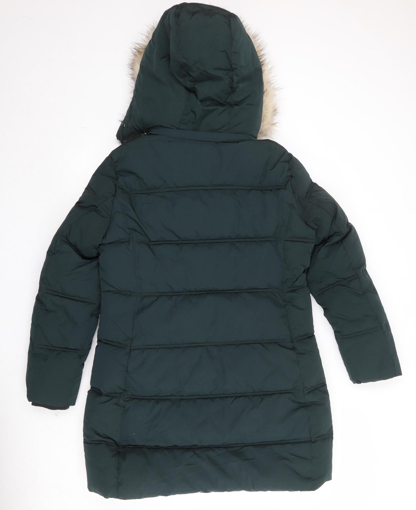 Marks and Spencer Womens Green Quilted Coat Size 14 Zip