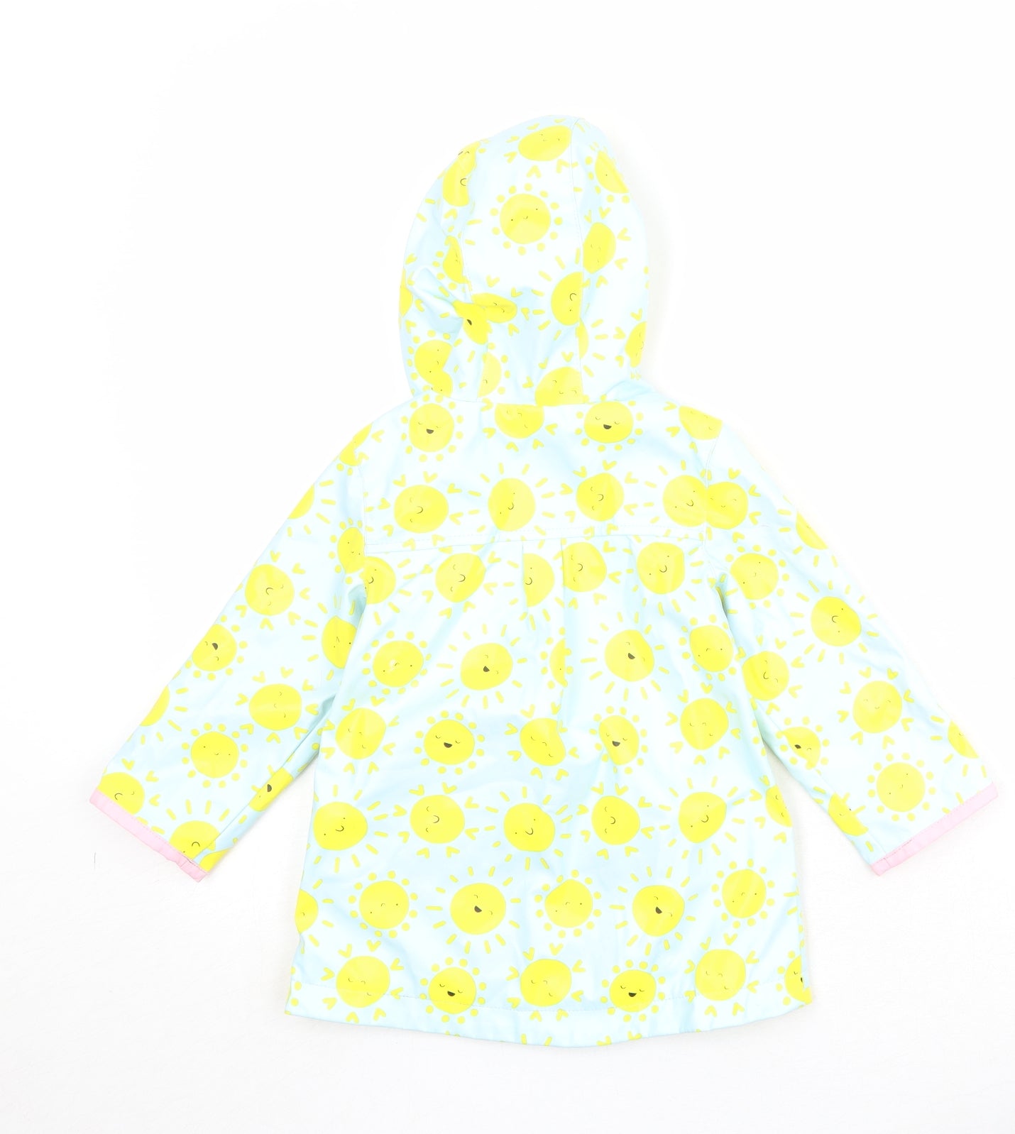 Cat & Jack Girls Blue Geometric Rain Coat Coat Size 2 Years Zip - Sun Pattern