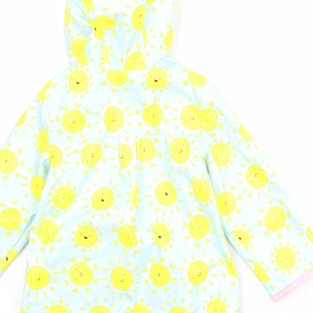 Cat & Jack Girls Blue Geometric Rain Coat Coat Size 2 Years Zip - Sun Pattern