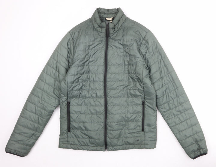 H&M Womens Green Quilted Jacket Size S Zip