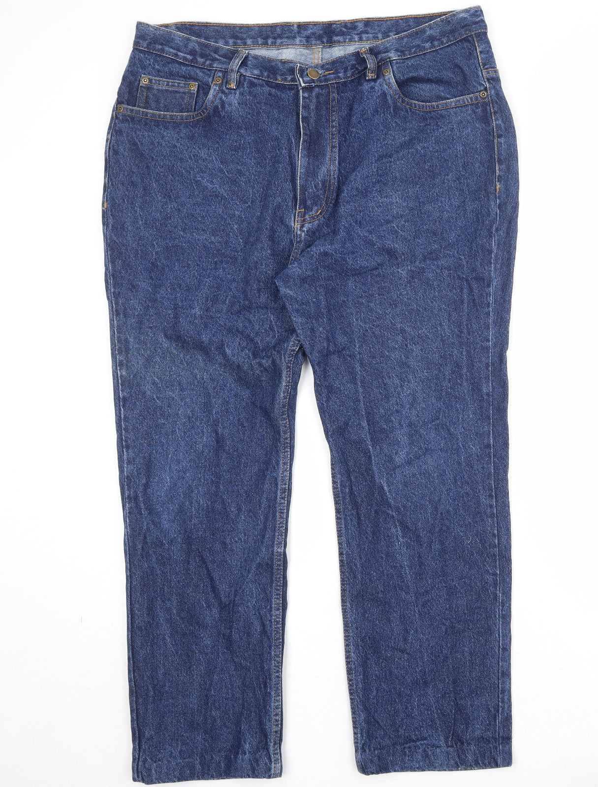 Adinath Mens Blue Cotton Straight Jeans Size 40 in Regular Zip