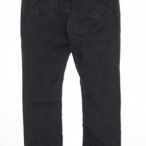 Falmer Womens Black Cotton Straight Jeans Size 16 Regular Zip