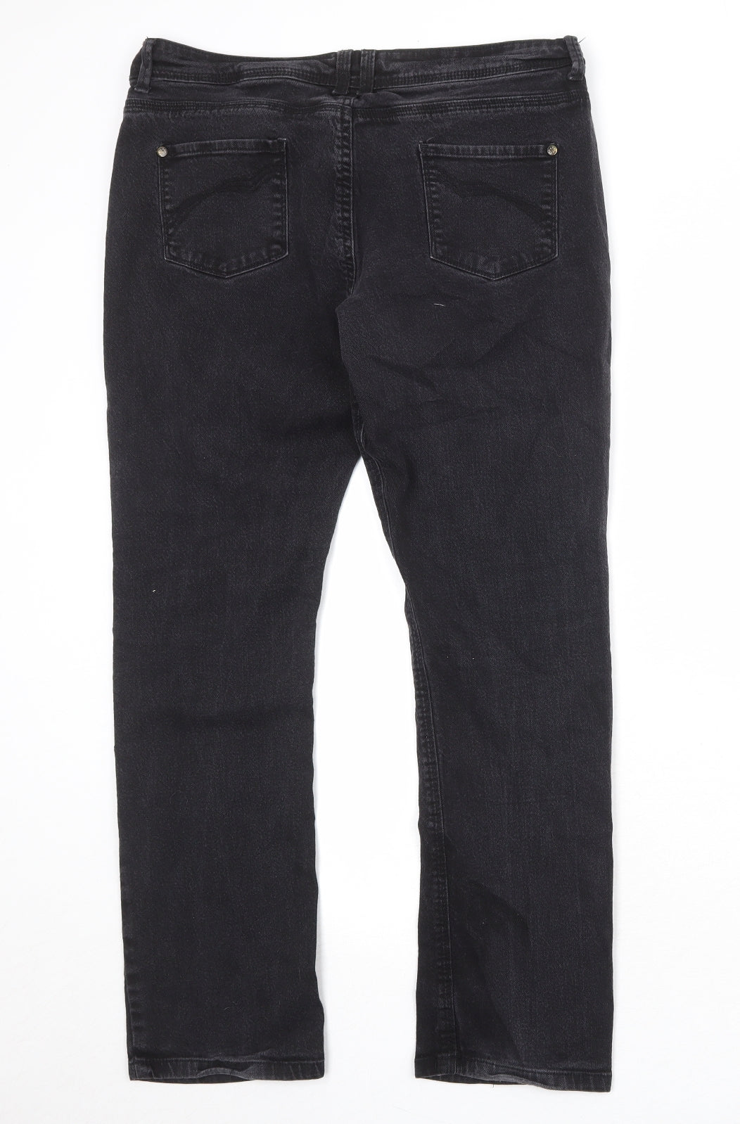 Falmer Womens Black Cotton Straight Jeans Size 16 Regular Zip