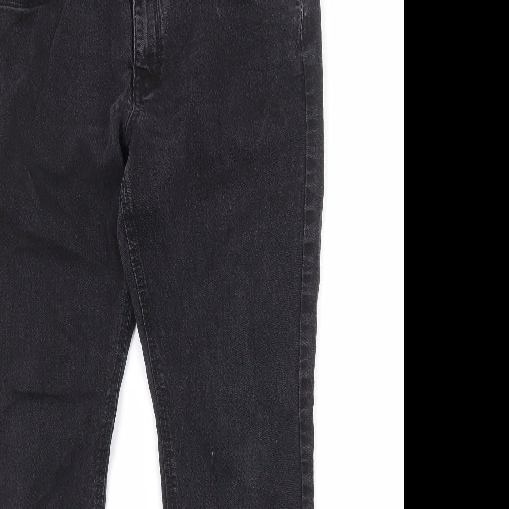 Falmer Womens Black Cotton Straight Jeans Size 16 Regular Zip