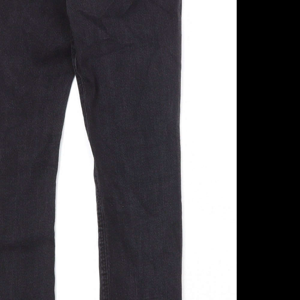 Falmer Womens Black Cotton Straight Jeans Size 16 Regular Zip
