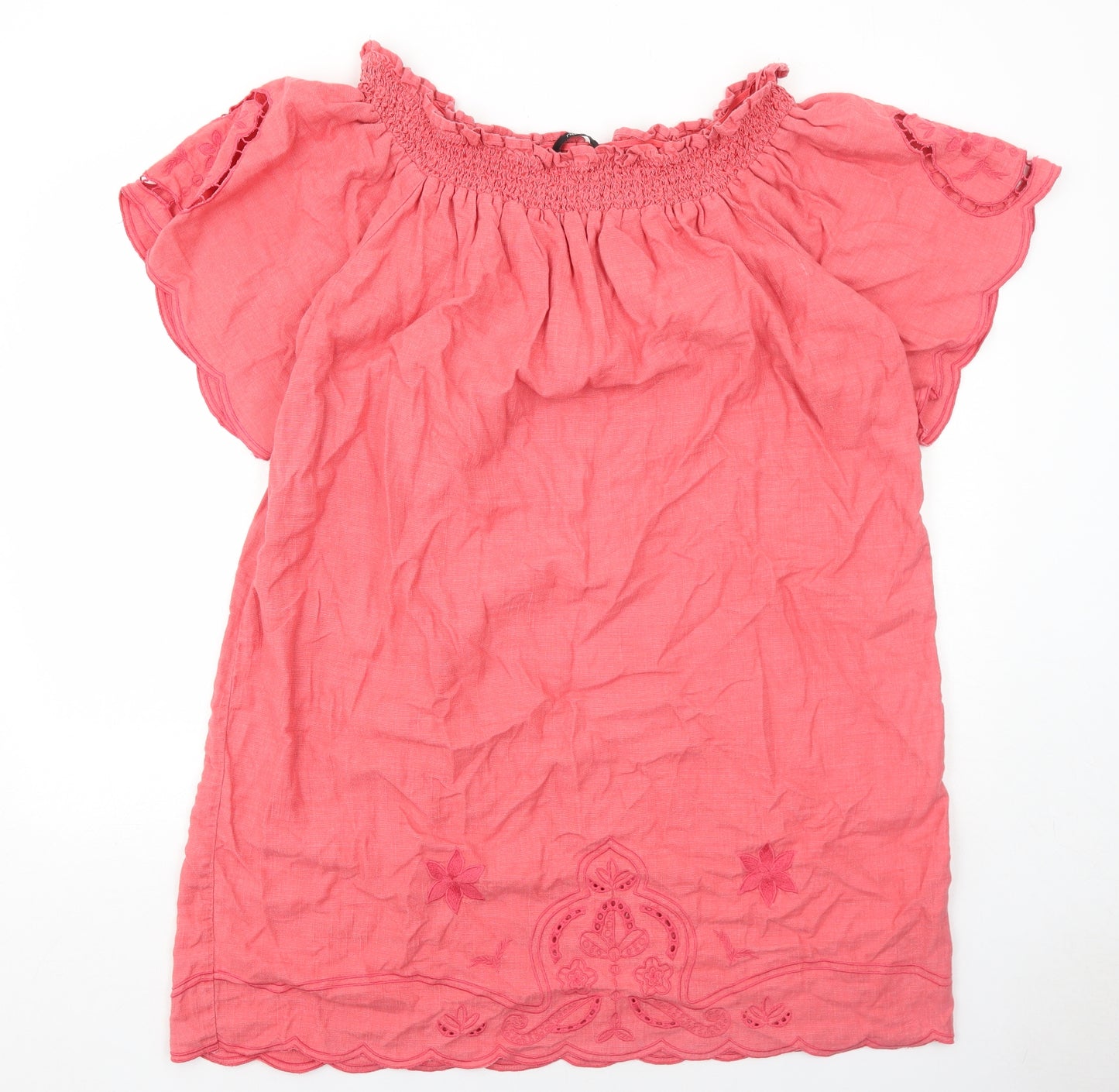 NEXT Womens Pink Linen A-Line Size 22 Round Neck Pullover