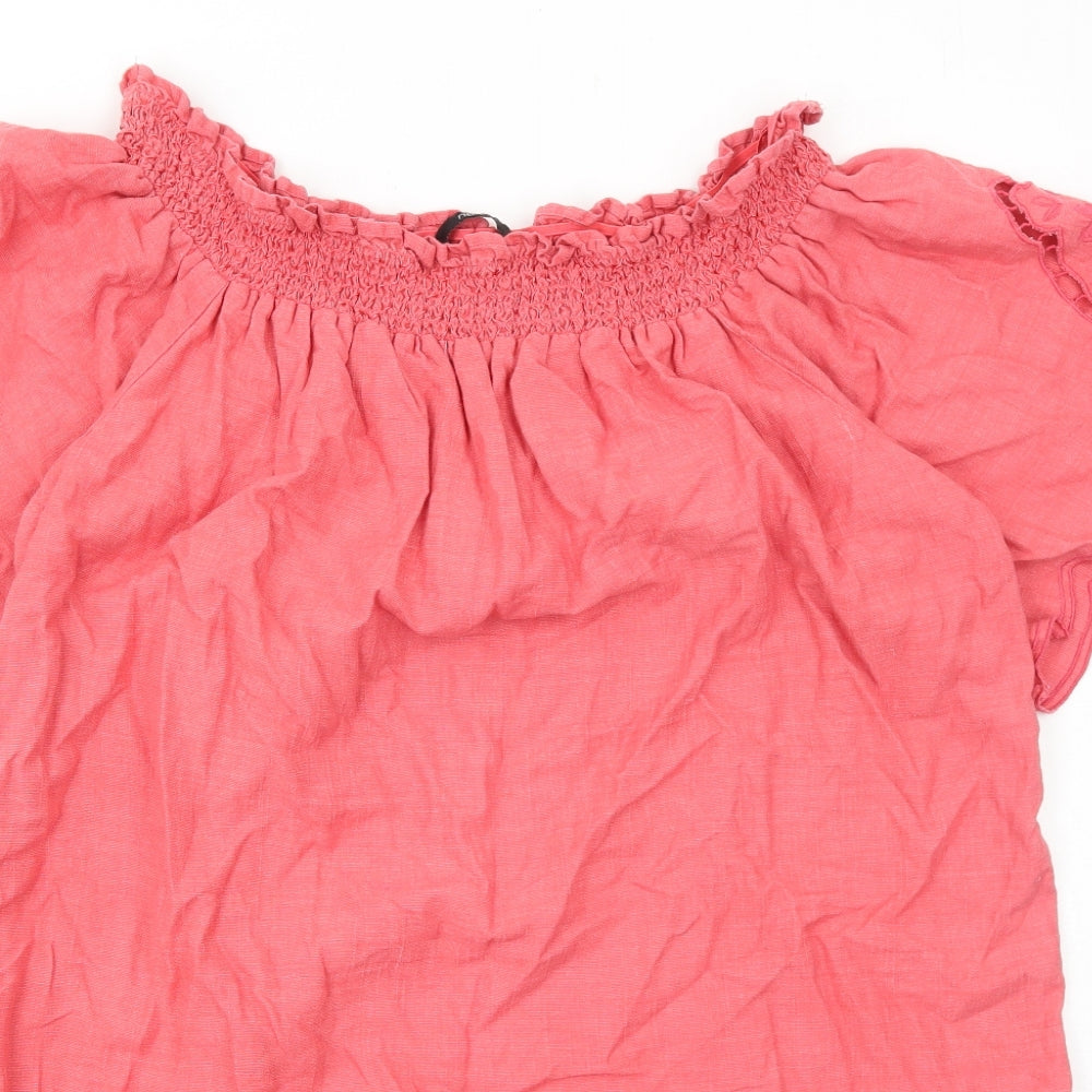 NEXT Womens Pink Linen A-Line Size 22 Round Neck Pullover