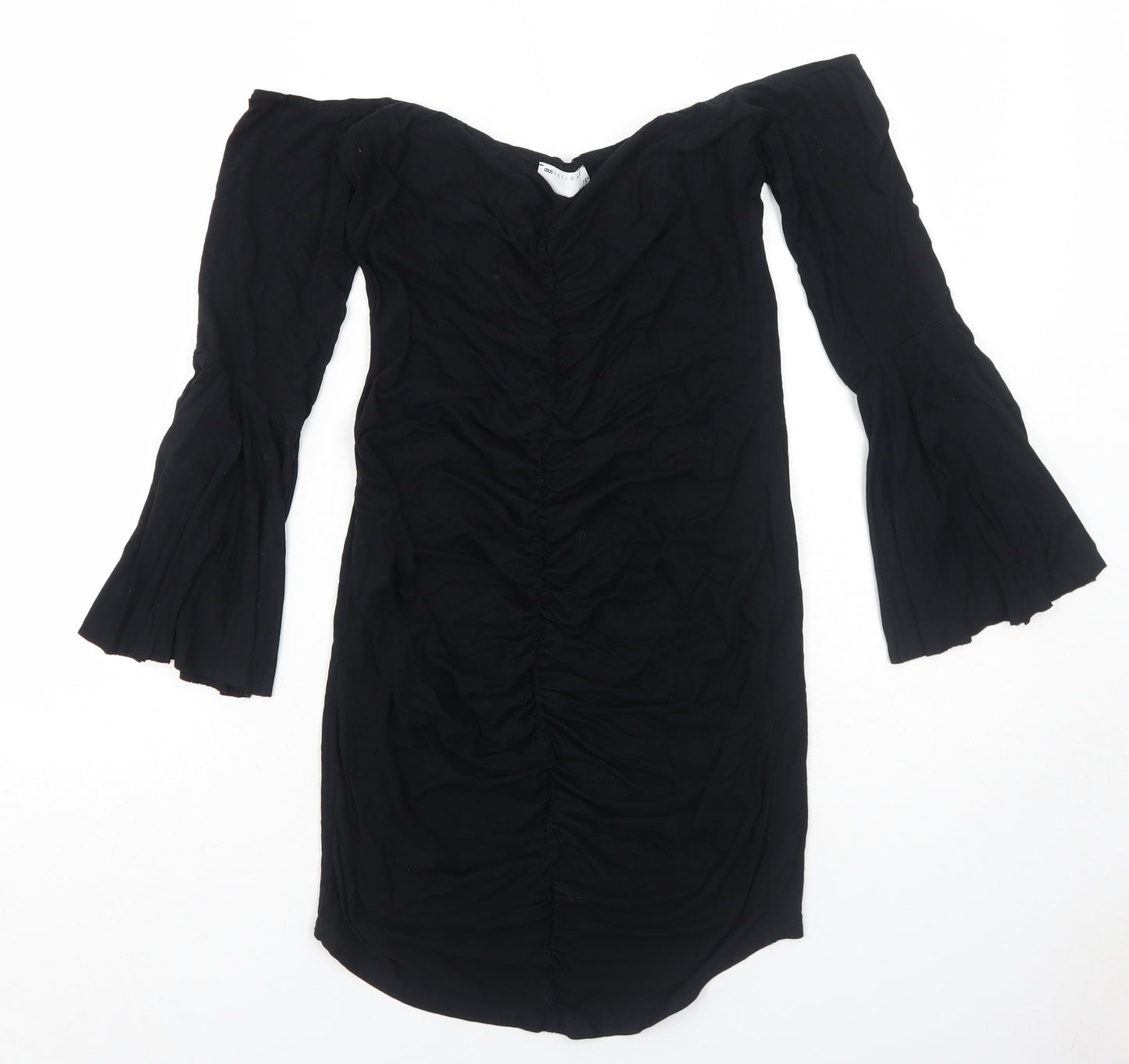 ASOS Womens Black Viscose A-Line Size 12 Off the Shoulder Pullover
