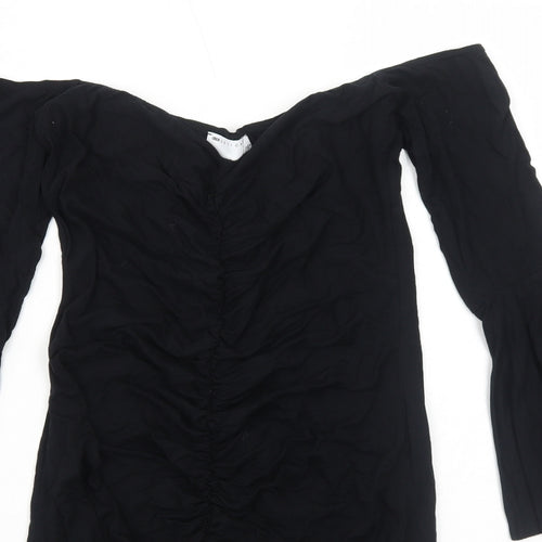 ASOS Womens Black Viscose A-Line Size 12 Off the Shoulder Pullover
