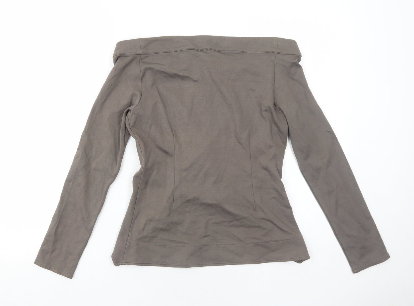 Yasemin Akat Womens Green Cotton Basic T-Shirt Size M Off the Shoulder