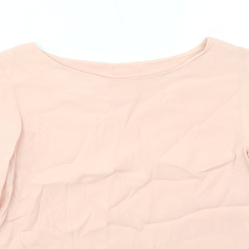 H&M Womens Pink Viscose Basic T-Shirt Size 6 Boat Neck