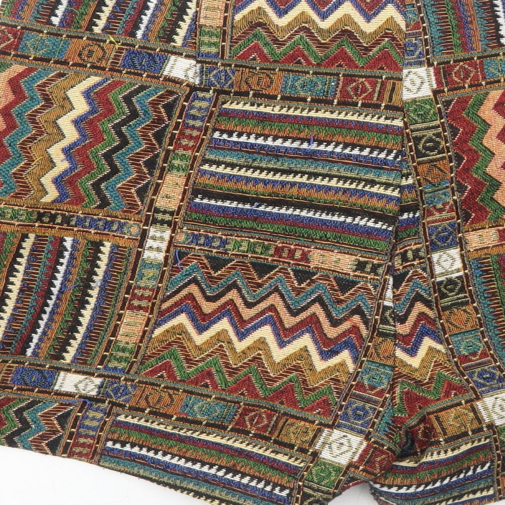 Brave Soul Womens Multicoloured Geometric Polyester Hot Pants Shorts Size M Regular Zip