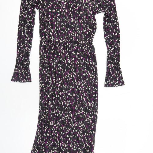 Marks and Spencer Womens Black Geometric Polyester Maxi Size 14 Round Neck Pullover