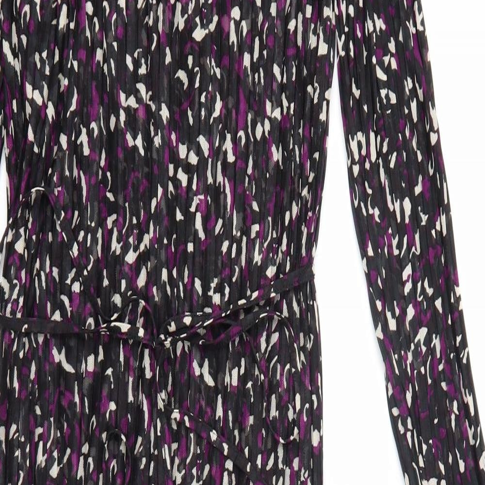 Marks and Spencer Womens Black Geometric Polyester Maxi Size 14 Round Neck Pullover