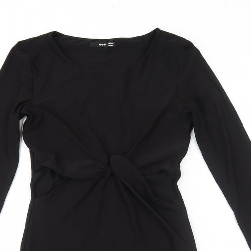 TFNC Womens Black Polyester A-Line Size S Round Neck Pullover