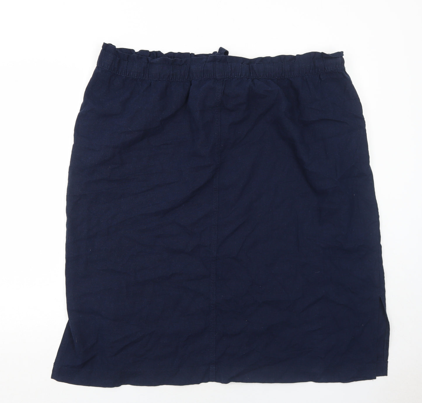 Marks and Spencer Womens Blue Linen A-Line Skirt Size 24 Drawstring